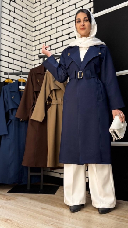 مانتو بلند مزونی کج راه پشت دکمه ژیله دار  5182