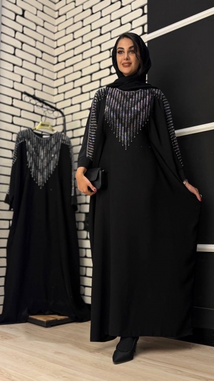 مانتو عبایی نگین آبشاری 5451