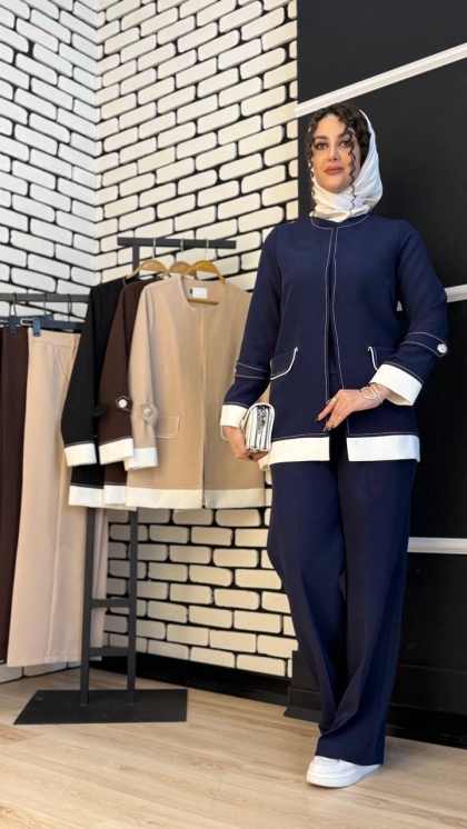کت و شلوار مزونی 2رنگ مدل لوناشید 5219