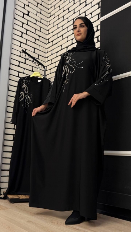 مانتو عبایی مجلسی سنگ دوزی بونه 5006