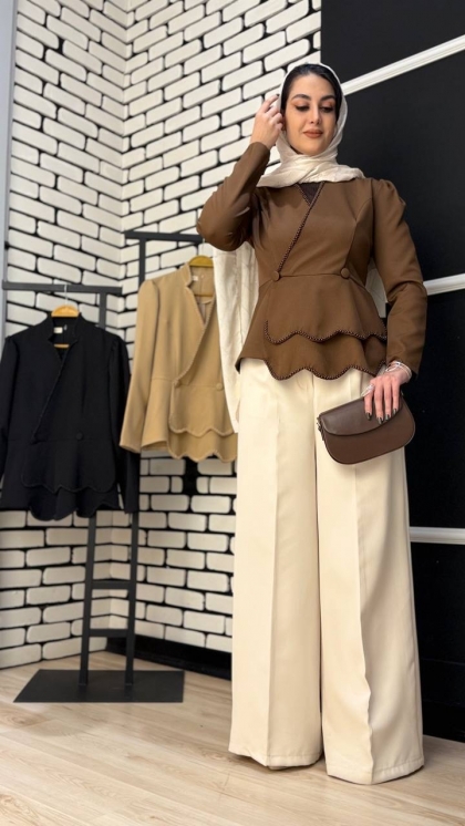  کت مزونی یقه کار دست مرواریدی رویا  5227