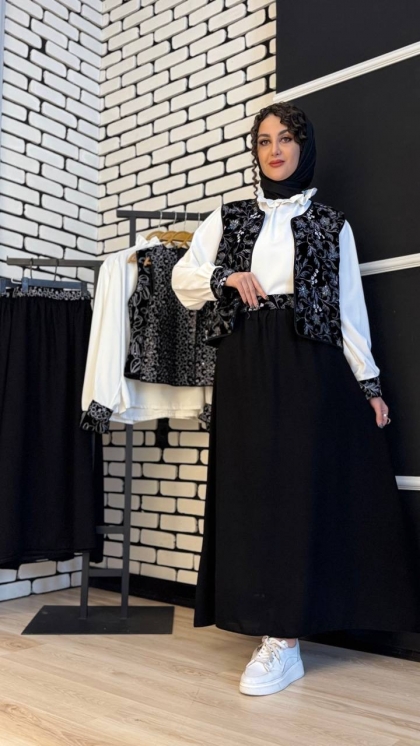 جلیقه سارافون دامن سرمه دل آرا 5222