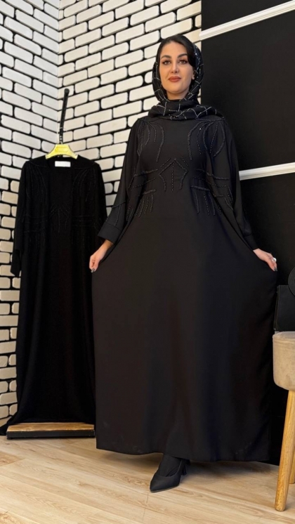 عبا الیزه جواهر دوزی خطی مشکی 5196