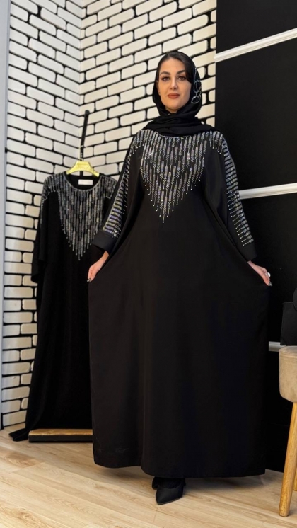 مانتو عبایی الیزه نگین آبشاری گیسو 5194