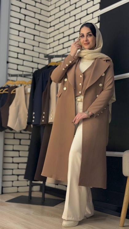 ست مزونی مانتو بلند ا‌ُوری و ژیله شایگان 5217