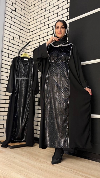 مانتو عبایی کتیبه مخمل مغزی دوزی نجوا  5158