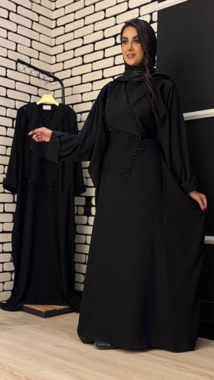 مانتو عبایی نیم زیپ ژیله دار یگانه 5465