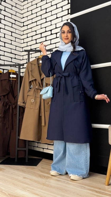 مانتو بلند عروسکی کمرکش 5199