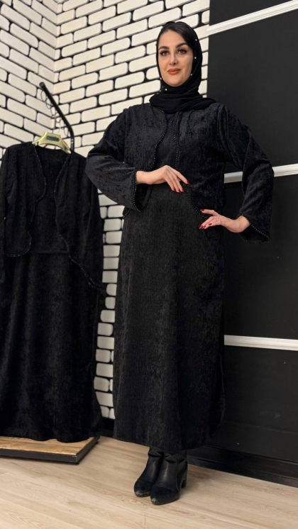 ست سارافون کت کمربند سرمه دوزی  5153