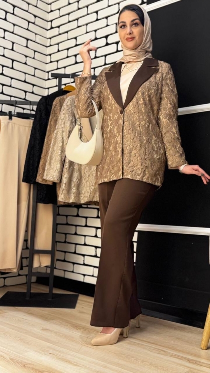 مانتو شلوار مجلسی دانتل 5203